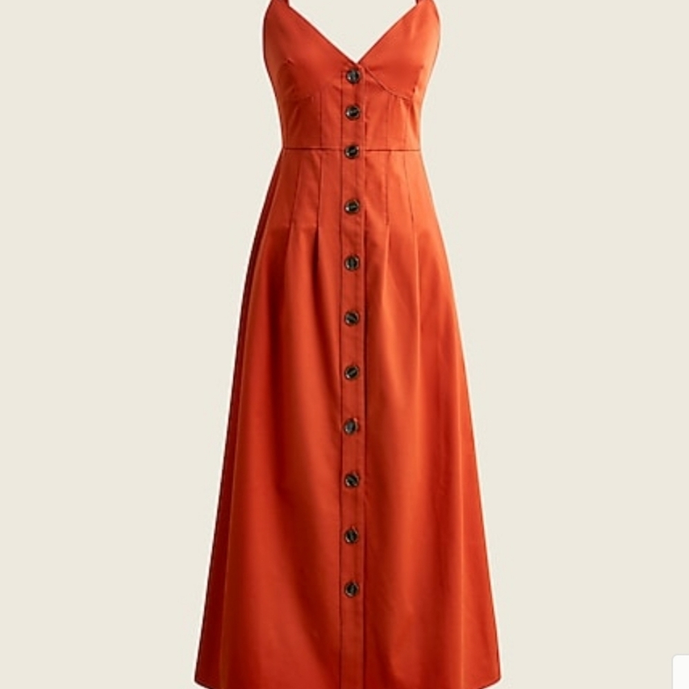 Reformation style green long button down dress